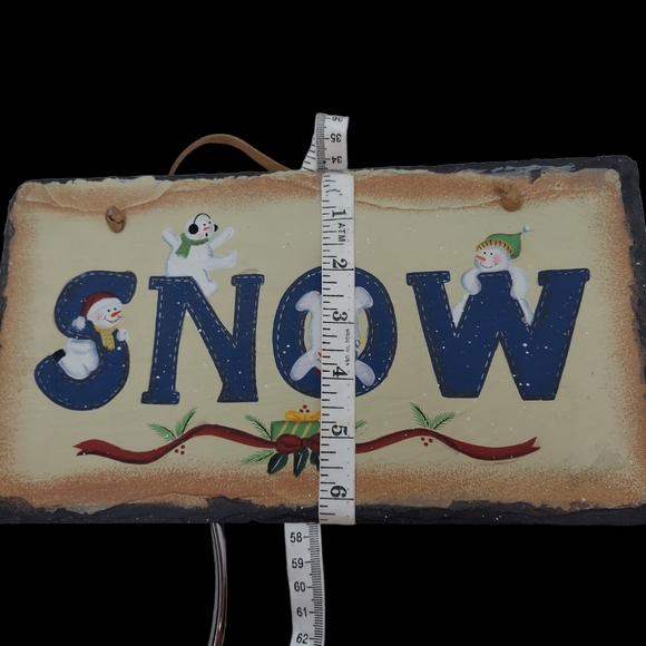 Cape May Collection Slate Hanging Plaque That Says Snow with Snowmen - Picture 2 of 4